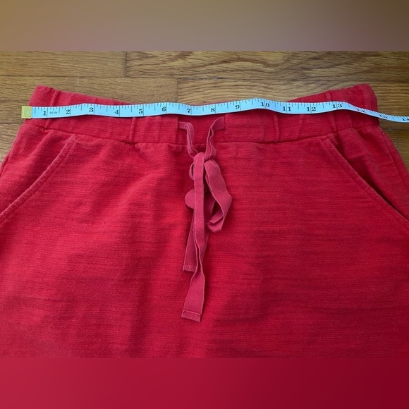 LOFT Womens Knit Mini Skirt Size Small Red Elastic Tie Waist Pockets Cotton - Picture 5 of 7